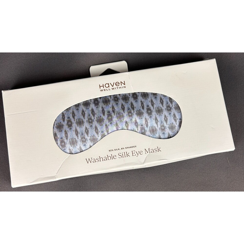 Haven Well Within Eye Mask Sleep Mask Blue Gray Print Washable Silk